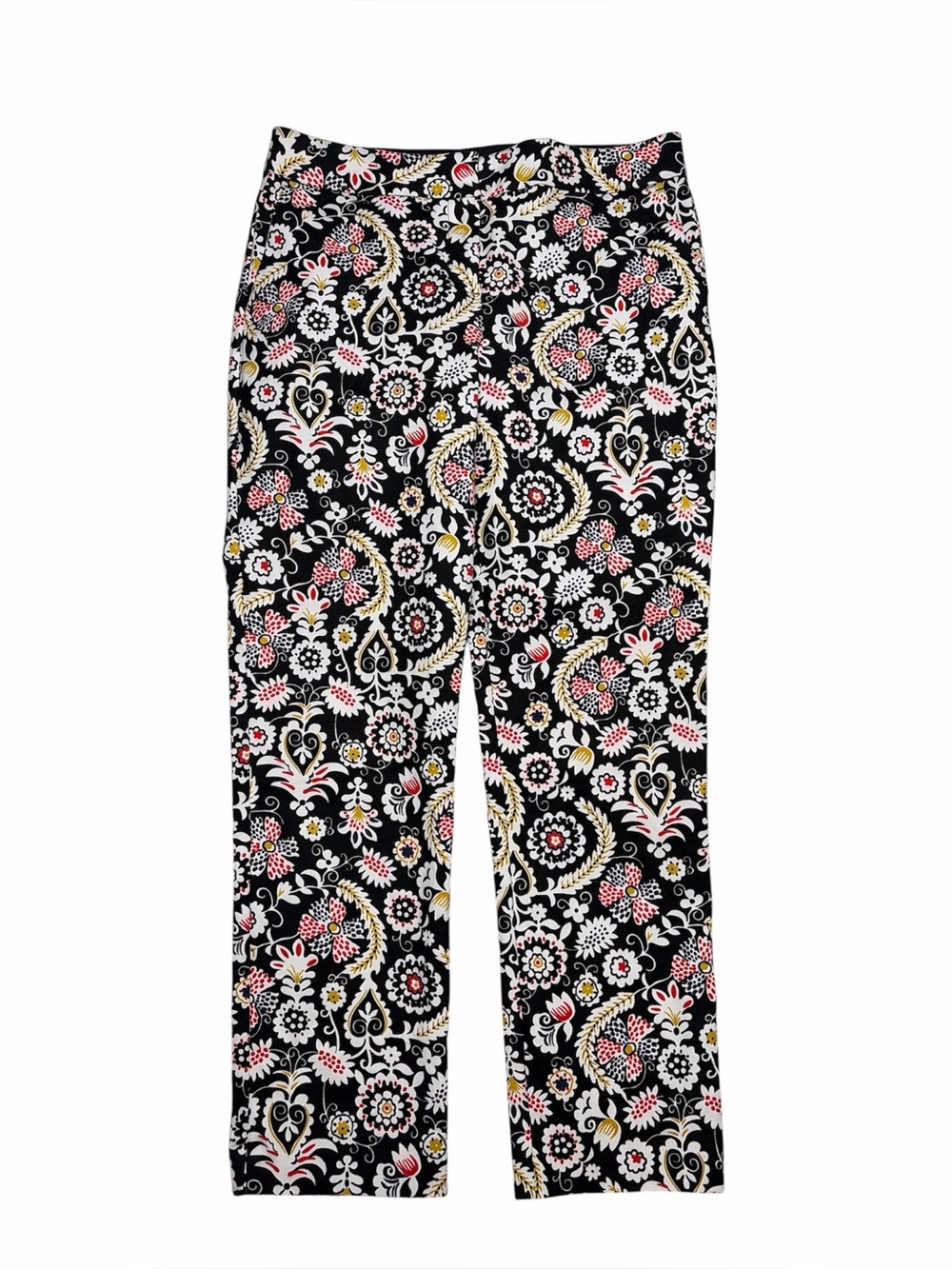 Boden Floral Paisley Print Cropped Ankle Flat Front Pant Size 6